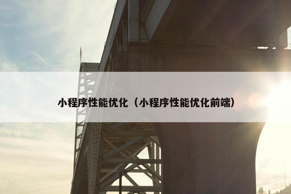 小程序性能优化（小程序性能优化前端）