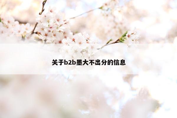 关于b2b墨大不出分的信息