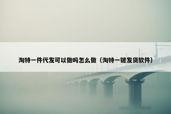 淘特一件代发可以做吗怎么做（淘特一键发货软件）