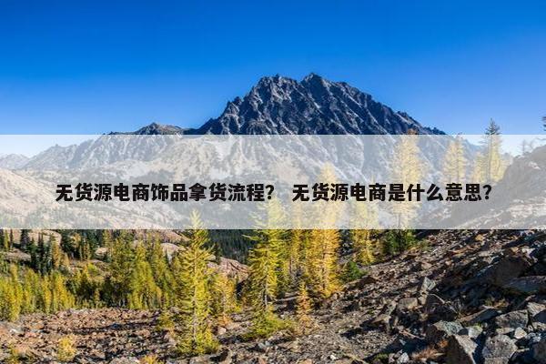 无货源电商饰品拿货流程？ 无货源电商是什么意思？