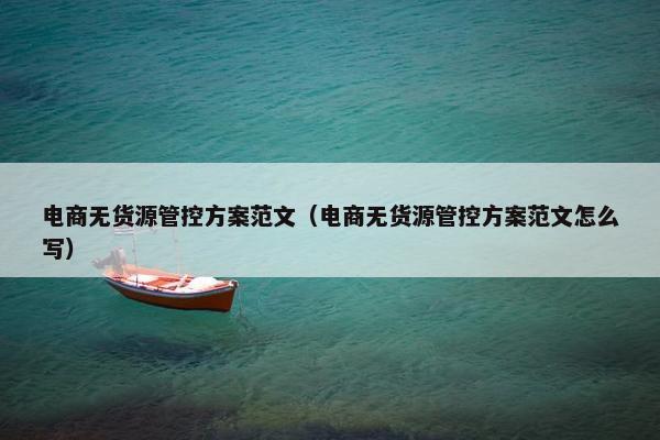 电商无货源管控方案范文（电商无货源管控方案范文怎么写）