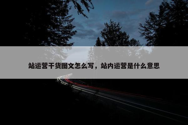 站运营干货图文怎么写，站内运营是什么意思