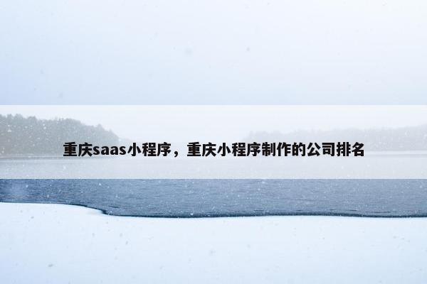 重庆saas小程序，重庆小程序制作的公司排名