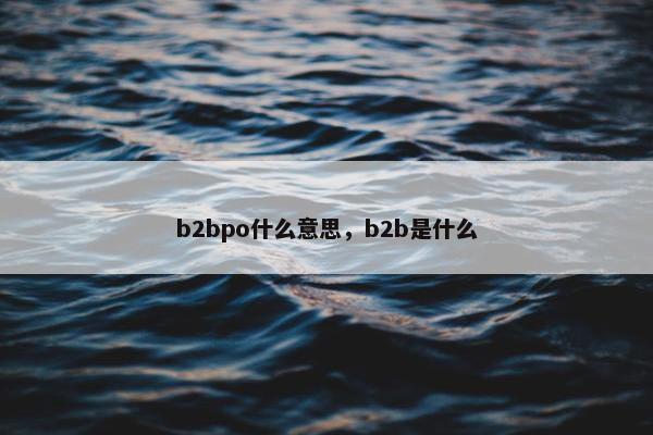 b2bpo什么意思，b2b是什么