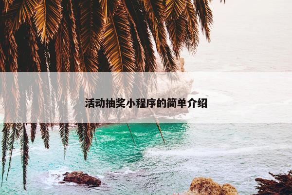 活动抽奖小程序的简单介绍