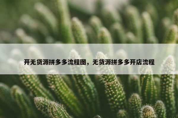 开无货源拼多多流程图，无货源拼多多开店流程