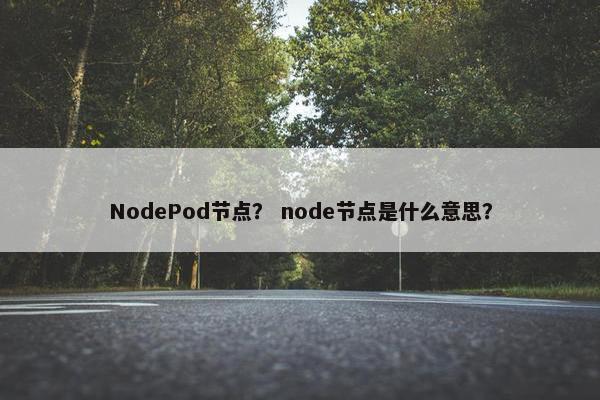 NodePod节点？ node节点是什么意思？