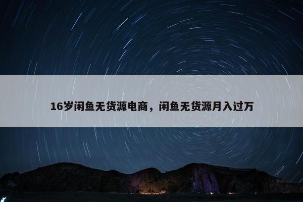 16岁闲鱼无货源电商，闲鱼无货源月入过万