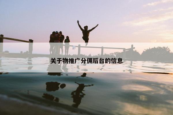 关于物推广分佣后台的信息