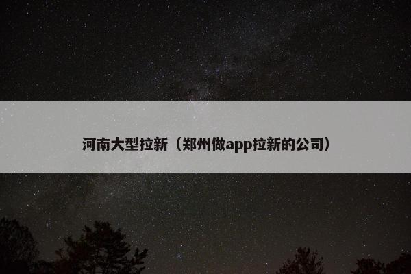 河南大型拉新（郑州做app拉新的公司）