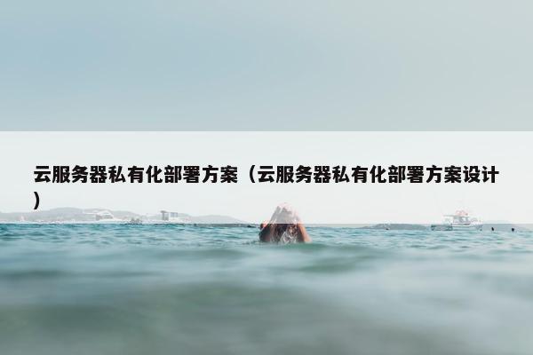 云服务器私有化部署方案（云服务器私有化部署方案设计）
