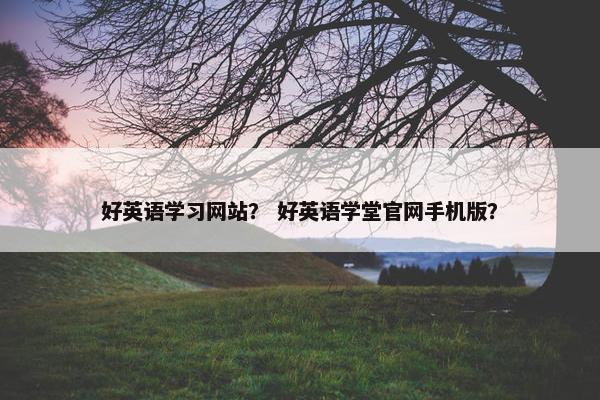 好英语学习网站？ 好英语学堂官网手机版？