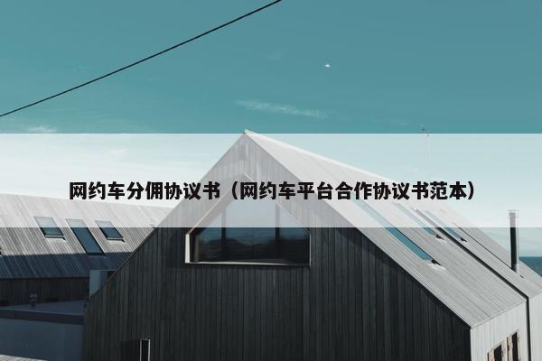 网约车分佣协议书（网约车平台合作协议书范本）
