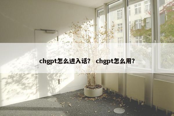 chgpt怎么进入话？ chgpt怎么用？