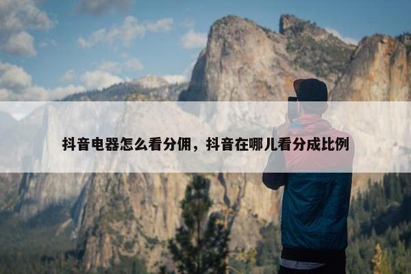 抖音电器怎么看分佣，抖音在哪儿看分成比例