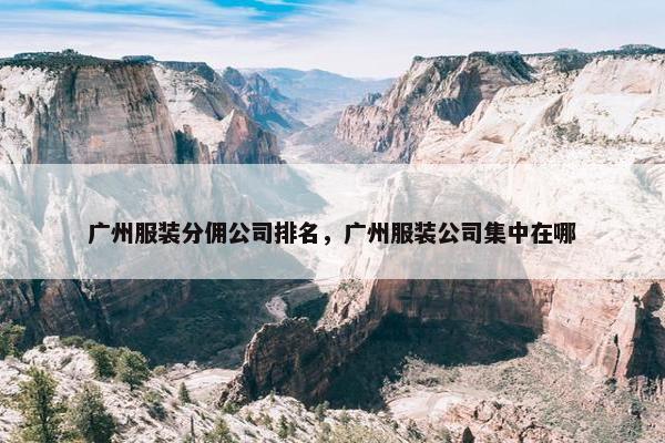 广州服装分佣公司排名，广州服装公司集中在哪