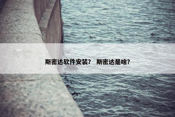 斯密达软件安装？ 斯密达是啥？