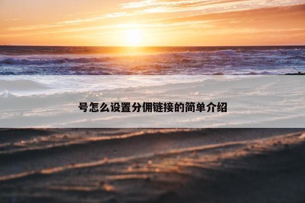 号怎么设置分佣链接的简单介绍