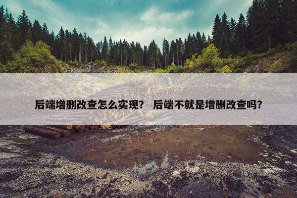 后端增删改查怎么实现？ 后端不就是增删改查吗？