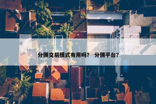 分佣交易模式有用吗？ 分佣平台？