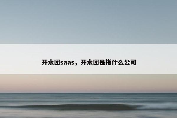 开水团saas，开水团是指什么公司