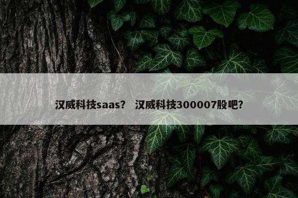 汉威科技saas？ 汉威科技300007股吧？