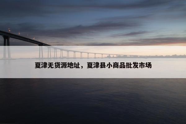 夏津无货源地址，夏津县小商品批发市场