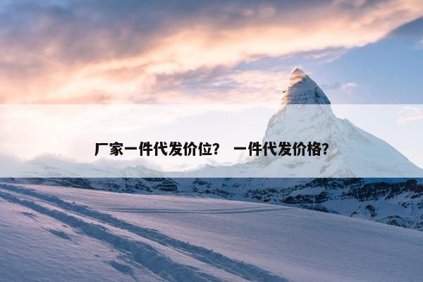 厂家一件代发价位？ 一件代发价格？