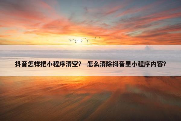 抖音怎样把小程序清空？ 怎么清除抖音里小程序内容？