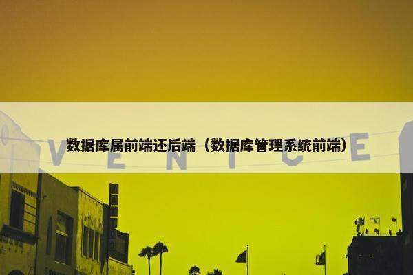 数据库属前端还后端（数据库管理系统前端）