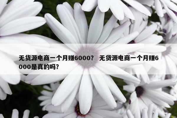无货源电商一个月赚6000？ 无货源电商一个月赚6000是真的吗？