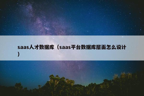 saas人才数据库（saas平台数据库层面怎么设计）
