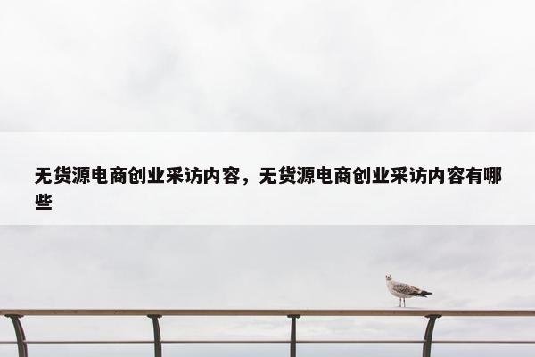 无货源电商创业采访内容，无货源电商创业采访内容有哪些