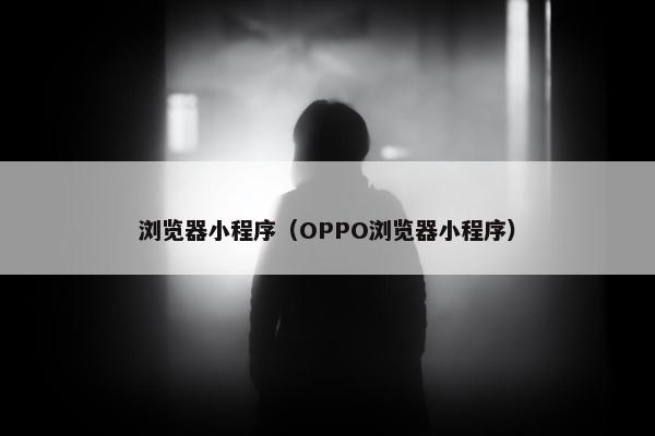 浏览器小程序（OPPO浏览器小程序）