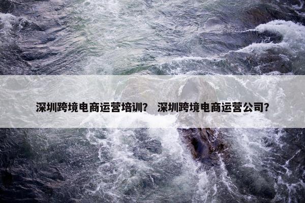 深圳跨境电商运营培训？ 深圳跨境电商运营公司？