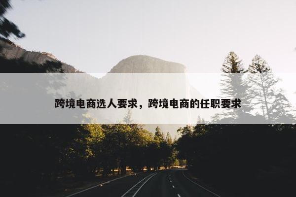 跨境电商选人要求，跨境电商的任职要求