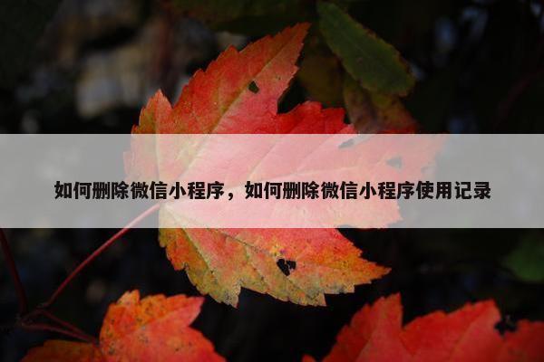 如何删除微信小程序，如何删除微信小程序使用记录