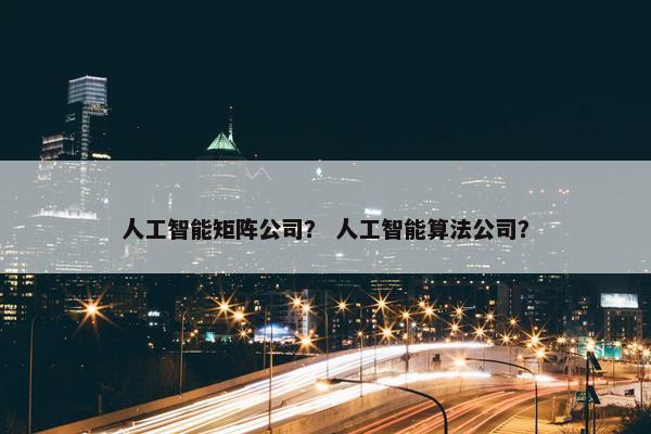 人工智能矩阵公司？ 人工智能算法公司？