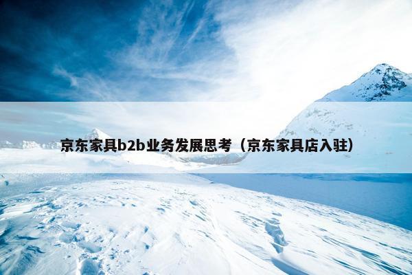 京东家具b2b业务发展思考（京东家具店入驻）