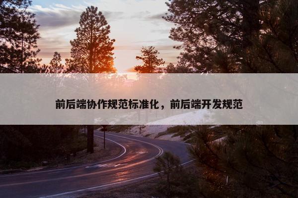 前后端协作规范标准化，前后端开发规范