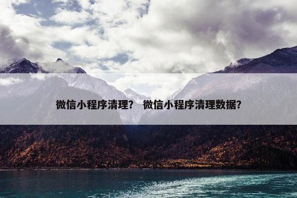 微信小程序清理？ 微信小程序清理数据？