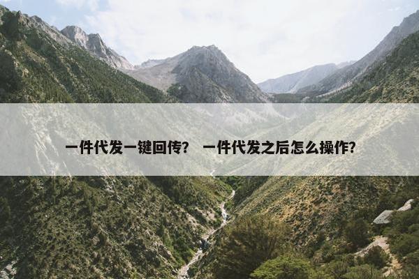 一件代发一键回传？ 一件代发之后怎么操作？