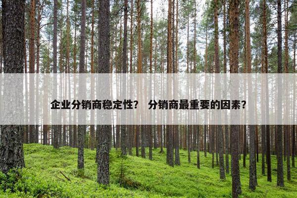 企业分销商稳定性？ 分销商最重要的因素？