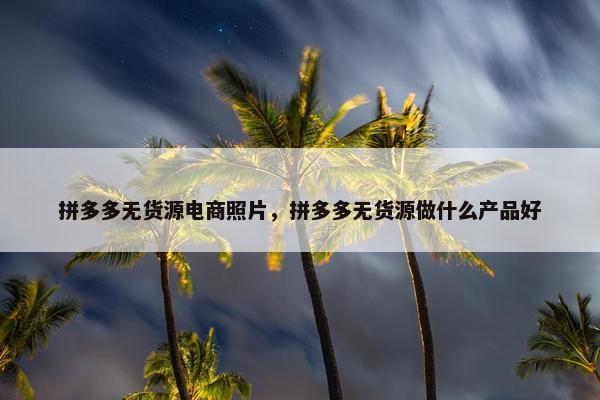 拼多多无货源电商照片，拼多多无货源做什么产品好