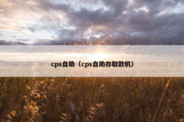 cps自助（cps自助存取款机）