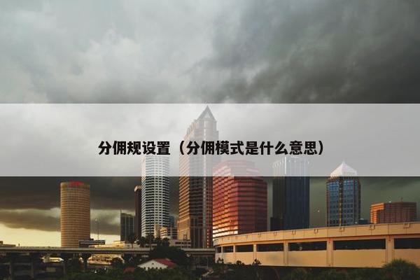 分佣规设置（分佣模式是什么意思）