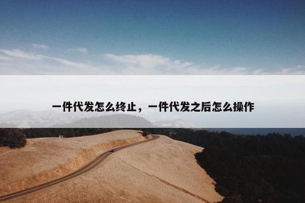 一件代发怎么终止，一件代发之后怎么操作