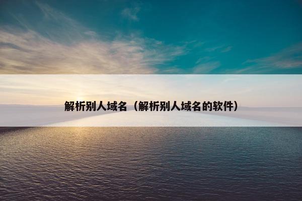 解析别人域名（解析别人域名的软件）