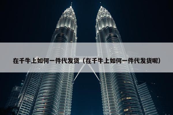 在千牛上如何一件代发货（在千牛上如何一件代发货呢）