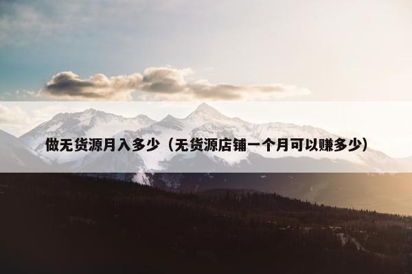 做无货源月入多少（无货源店铺一个月可以赚多少）
